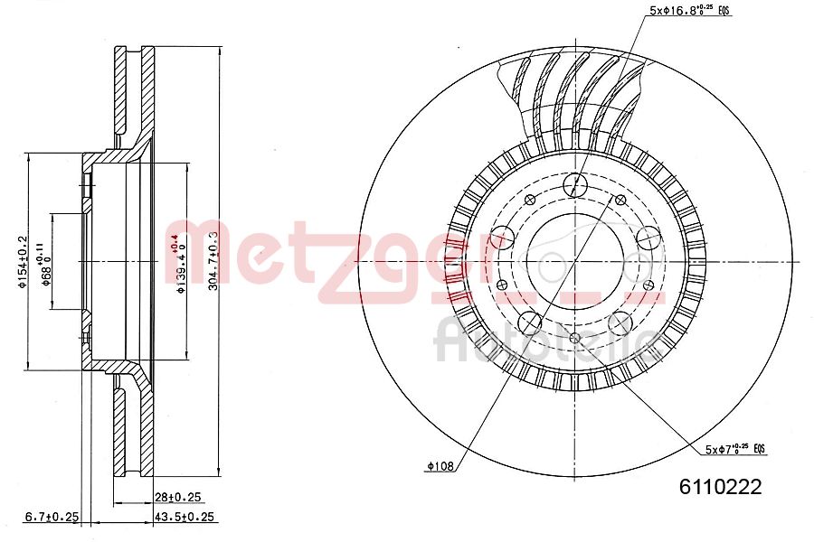 Disc frana METZGER 6110222