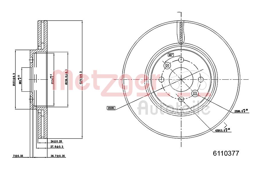 Disc frana METZGER 6110377