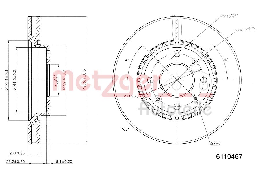 Disc frana METZGER 6110467