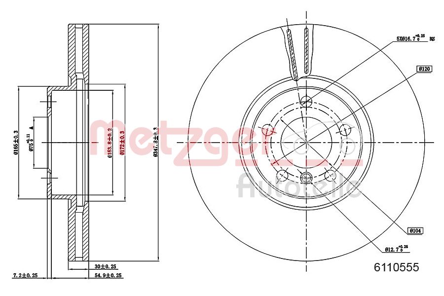 Disc frana METZGER 6110555