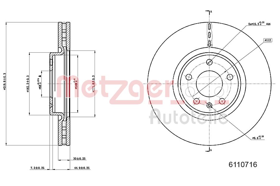 Disc frana METZGER 6110716
