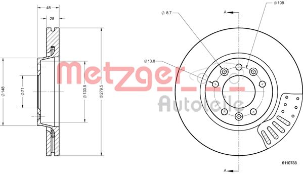 Disc frana METZGER 6110788