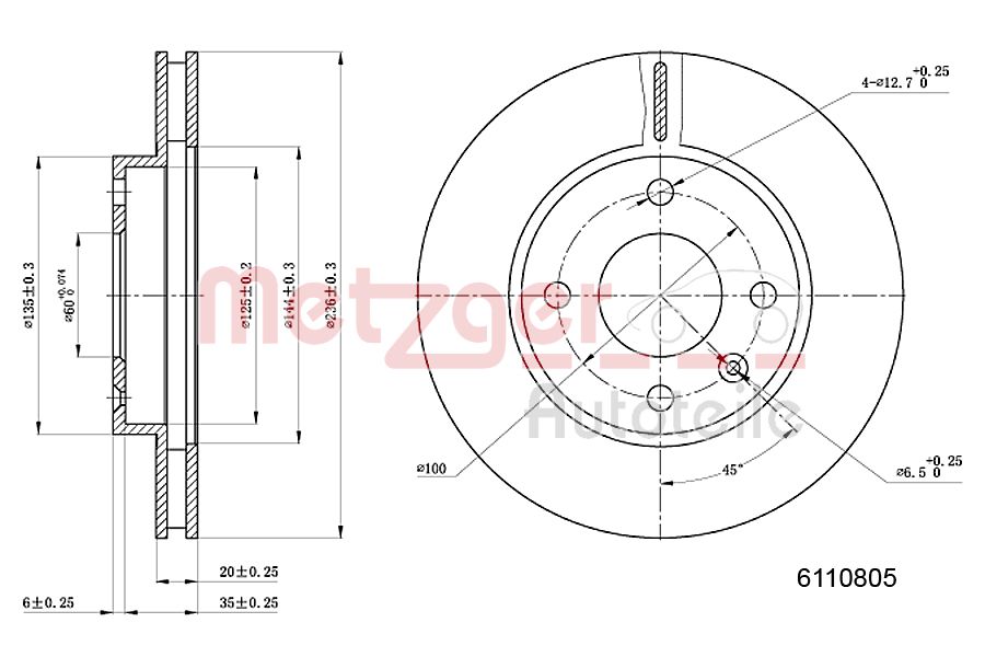 Disc frana METZGER 6110805